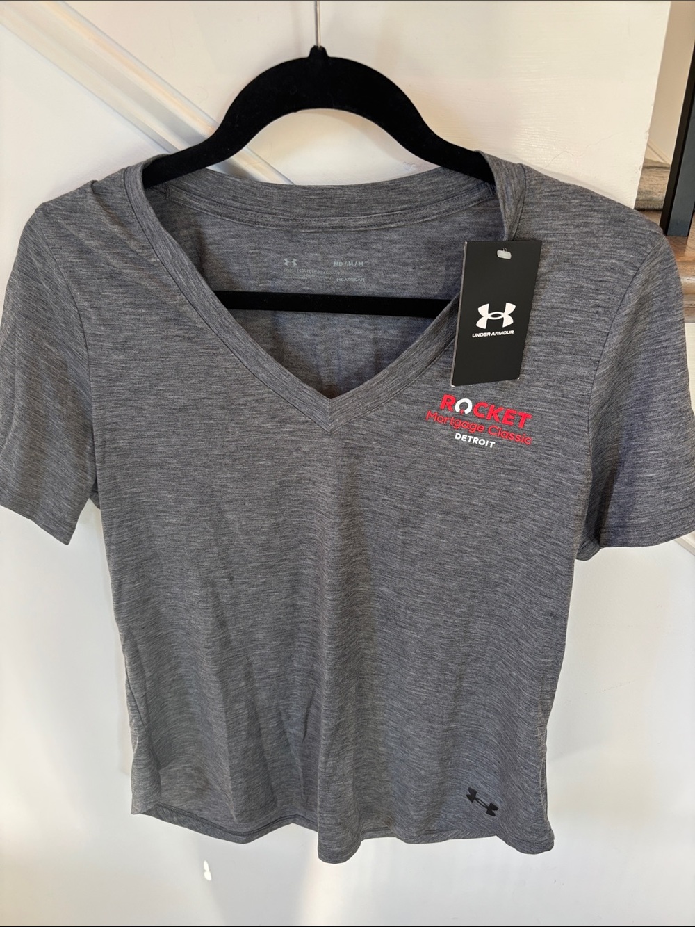 Under Armour Gray V-Neck Rocket mortgage classic Detroit Tee